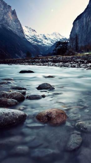 Snow Mountains And Pebbles Wallpaper iPhone