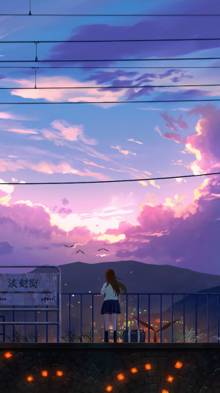 Anime Sunrise Scenery Art Wallpaper iPhone Phone 4k 1440f