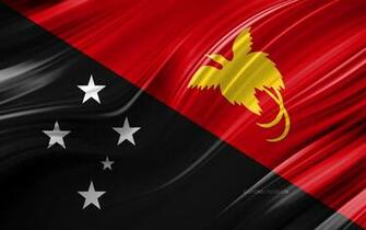 Wallpaper 4k Papua New Guinea Flag Oceanian Countries