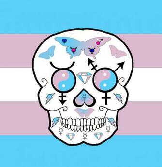 Transgender Pride Sugar Skull By Scorpionskissx