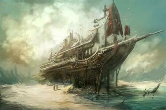 Painting Watercolor Sea Wave Birds Sail Ship HD Wallpaper