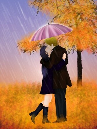 Naruto Hinata Kissing In The Rain By Mimisempai