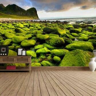 Mossy Stones Realistic Wallpaper Home Design