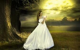 Scenery Wallpaper Includes A Girl In White Dress Is She The