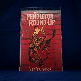 Pendleton Round Up Metal Barnwood Sign Products Barn