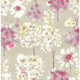 A Street Marilla Pink Watercolor Floral Wallpaper