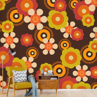 Retro Floral Wallpaper Interior Design