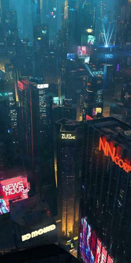 Cityscape Futuristic City Night Buildings Dark