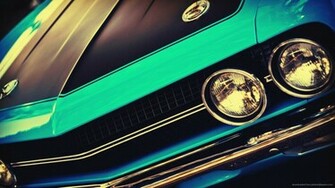 Cars Blue Vintage Muscle Car Wallpaper