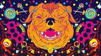 Dogs Psychedelic Color Art Abstract Wallpaper