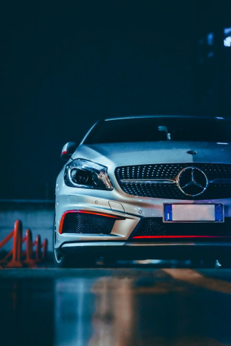 Black Mercedes Benz Car In A Dark Room Photo Italia Image