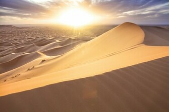 Morocco Desert Sand Dunes Sun Clouds Wallpaper Background