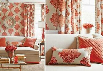 Coral Damask Living Room