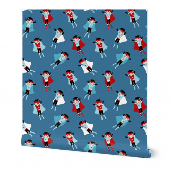 Super Hero Boys Fun Strong Powers Wallpaper Spoonflower