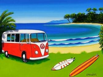 Vw Volkswagen Combi Van Bus Wallpaper Beach Art