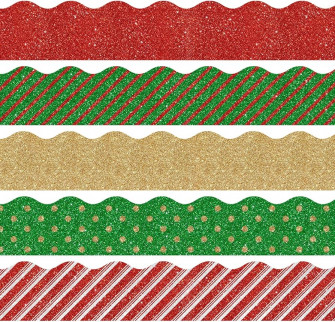 Amazon Whaline 69ft Christmas Glitter Bulletin Board Borders