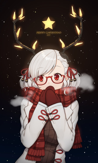 Wallpaper Christmas Horns Girl Anime