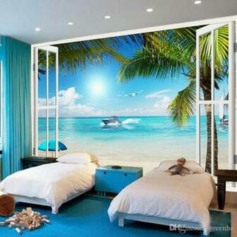 Large Wallpaper Window 3d Beach Seascape Wall Stickers Art