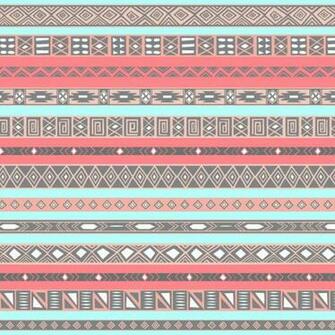 Peach Rose Baby Blue Aztec Tribal Native Pattern Art Print By Rexlambo