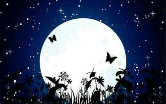 Beauty Moon And Butterfly HD Wallpaper Animation