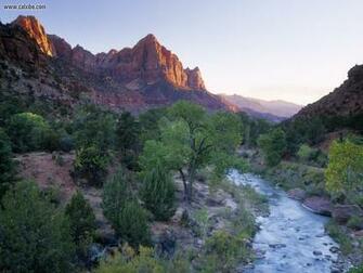Over The Virgin River At Sunset Zion National Park Utah In Full Screen