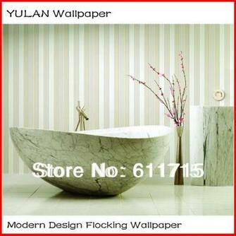 Stripe Contemporary Commercial Flocked Wallpaper In