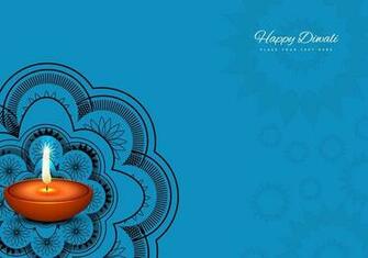 Oil Lamp On Blue Background Lit With Rangoli Bright