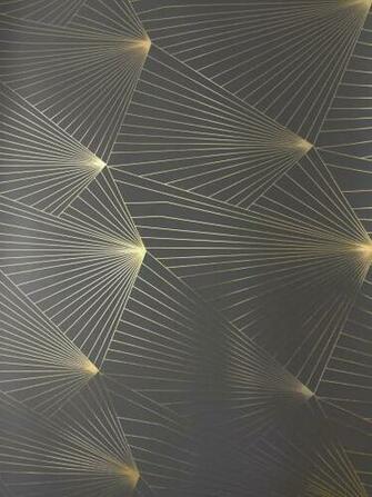 Fan Wallpaper Gold Lead Grey Monument Interiors
