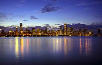 Wallpaper Water Lake Building Chicago Il Night City