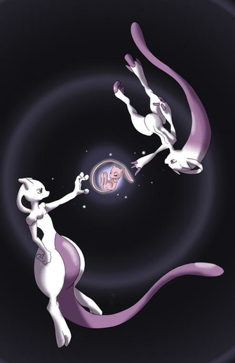 Mewtwo X Mew By Shinyscyther