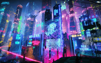 Colorful Neon City 4k 1080p Resolution HD Wallpaper