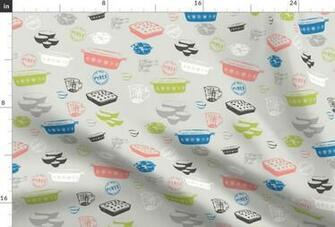 Vintage Pyrex Light Grey Background Pink Spoonflower