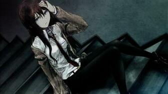 Makise Kurisu Anime Brown Hair Dark Game Girl Huke Wallpaper