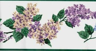 Country Hydrangea On White With Green Trim Wallpaper Border