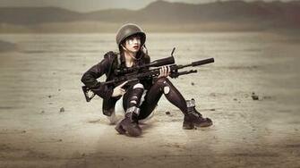 For Show Sha Women With Remington Xm2010 Sniper Rifle HD Wallpaper