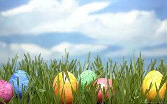 Easter Eggs In Artificial Grass Wallpaper