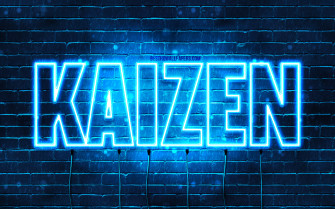 Wallpaper Happy BirtHDay Kaizen 4k Blue Neon Lights