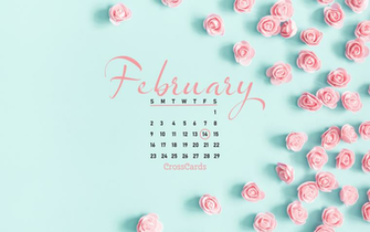 February Valentines Flowers Desktop Calendar