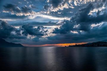Lake Geneva Switzerland The City Of Montreux Sky