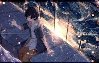 Wallpaper The Sky Sun Clouds Sunset Fence Anime Art