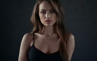 Wallpaper Brown Eyes Woman Face Brunette Black Background