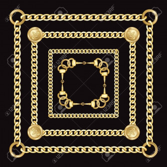 A Gold Chain Sits Upon Bright Wallpaper