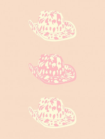 Preppy Cowgirl Design Pink Yellow Orange Metal Print