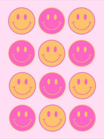 Smiley Face Print Happy Wall Art Retro Wallpaper