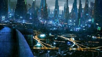 Rainy Futuristic City Wallpaper