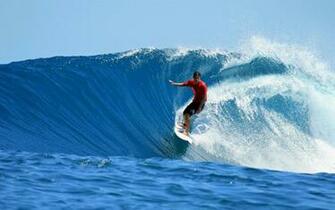 Surfer Riding Crystal Blue Wave Desktop Wallpaper Background