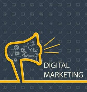 Digital Marketing Concept Background With Megaphone Vector Image