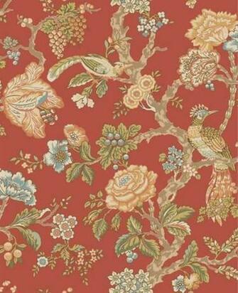 Wa7735 Waverly Classics Red Casa Blanca Rose Floral Wallpaper
