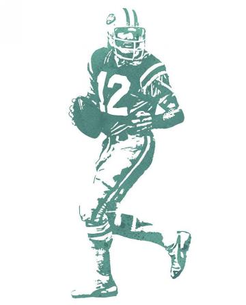 Joe Namath New York Jets Watercolor Strokes Pixel Art Mixed