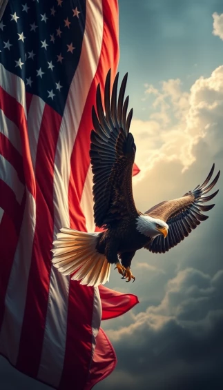 American Flag With Eagle Wallpaper